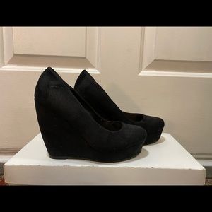 Black Suede Wedge Heels